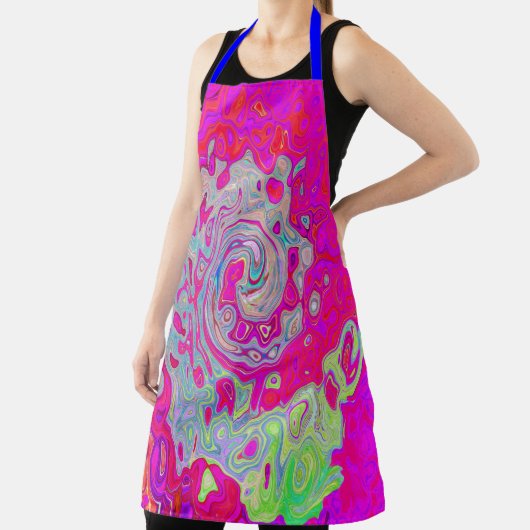 Groovy Abstrakt Aquamarin Blue and Red Swirl Schürze (InSitu)