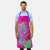 Groovy Abstrakt Aquamarin Blue and Red Swirl Schürze (Getragen)