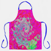 Groovy Abstrakt Aquamarin Blue and Red Swirl Schürze (Vorderseite)
