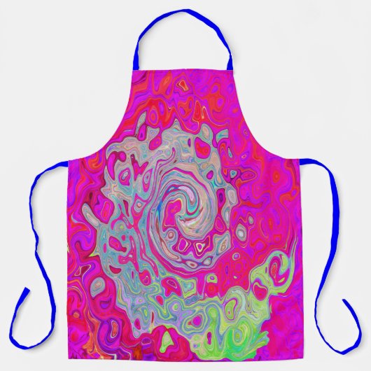 Groovy Abstrakt Aquamarin Blue and Red Swirl Schürze (Vorderseite)