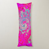 Groovy Abstrakt Aquamarin Blue and Red Swirl Seitenschläferkissen (Rückseite (Vertikal))