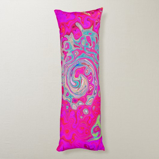 Groovy Abstrakt Aquamarin Blue and Red Swirl Seitenschläferkissen (Rückseite (Vertikal))