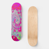 Groovy Abstrakt Aquamarin Blue and Red Swirl Skateboard (Vorderseite)