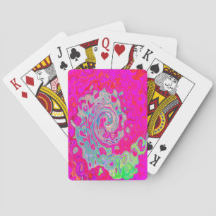 Groovy Abstrakt Aquamarin Blue and Red Swirl Spielkarten