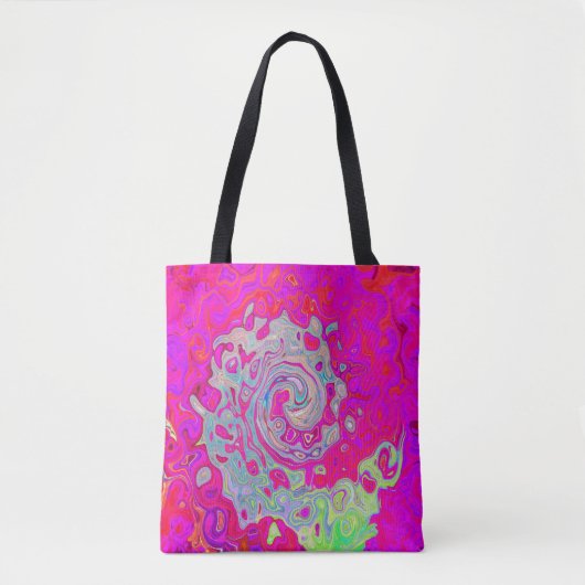 Groovy Abstrakt Aquamarin Blue and Red Swirl Tasche (Vorderseite)