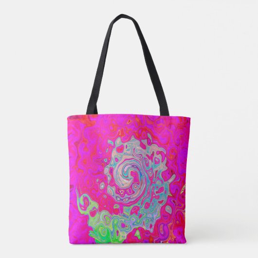Groovy Abstrakt Aquamarin Blue and Red Swirl Tasche (Rückseite)