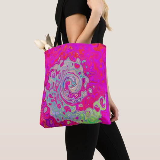 Groovy Abstrakt Aquamarin Blue and Red Swirl Tasche (Von Nahem)