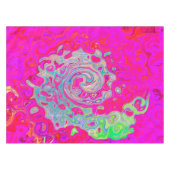 Groovy Abstrakt Aquamarin Blue and Red Swirl Tischdecke (Vorderseite (Horizontal))