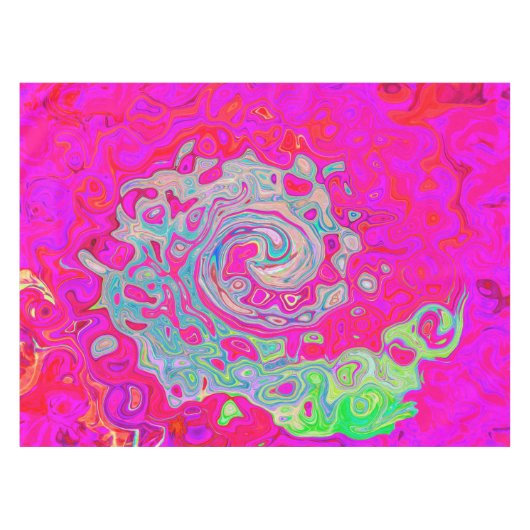 Groovy Abstrakt Aquamarin Blue and Red Swirl Tischdecke (Vorderseite (Horizontal))
