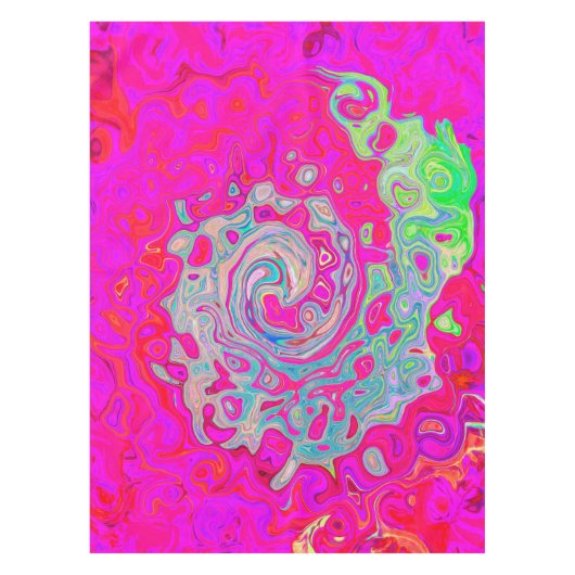 Groovy Abstrakt Aquamarin Blue and Red Swirl Tischdecke (Vorderseite)