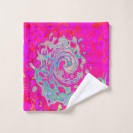 Groovy Abstrakt Aquamarin Blue and Red Swirl Waschlappen