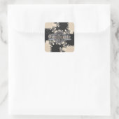 Groovy Abstrakt Black/Off White Abschluss Aufklebe Quadratischer Aufkleber (Tasche)