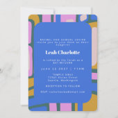 Groovy Abstrakt Blau und Rosa Bat Mitzvah Einladung (Vorderseite)