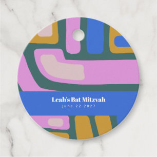 Groovy Abstrakt Blue Custom Bat Mitzvah Geschenkanhänger