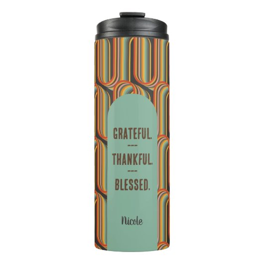 Groovy Abstrakt dankbar dankbar gesegnet Thermosbecher (Vorderseite)