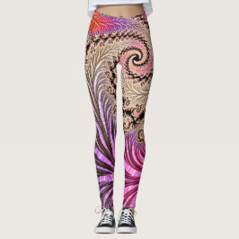 Groovy Abstrakt Digital Funky Boho Spiral Fraktal Leggings