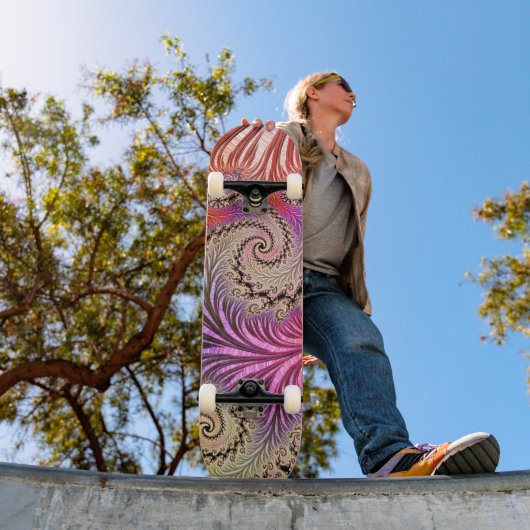 Groovy Abstrakt Digital Funky Boho Spiral Fraktal Skateboard (Außenbereich 1)