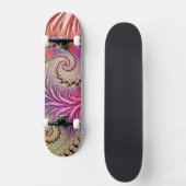 Groovy Abstrakt Digital Funky Boho Spiral Fraktal Skateboard (Vorderseite)