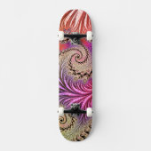 Groovy Abstrakt Digital Funky Boho Spiral Fraktal Skateboard (Vorderseite)