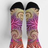 Groovy Abstrakt Digital Funky Boho Spiral Fraktal Socken (Oben)