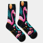 Groovy Abstrakt Flamingos im Stil der 70er Jahre Socken (Rechts)
