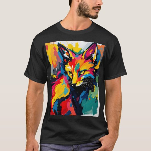 Groovy Abstrakt Fox im Stil der 1960er Jahre T-Shirt (Vorderseite)