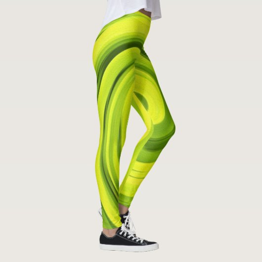 Groovy Abstrakt Green Liquid Art Swirl Malerei Leggings (Rechts)