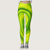 Groovy Abstrakt Green Liquid Art Swirl Malerei Leggings (Vorderseite)