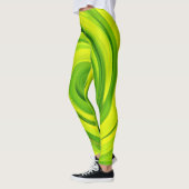 Groovy Abstrakt Green Liquid Art Swirl Malerei Leggings (Links)