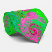 Groovy Abstrakt Green und Red Lava Liquid Swirl Krawatte (Gerollt)