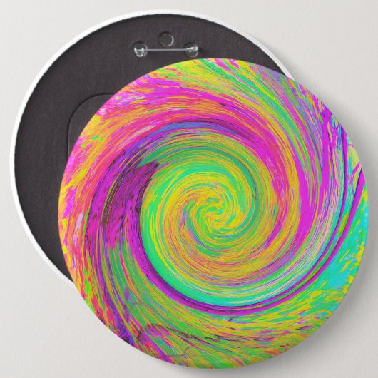 Groovy, Abstrakt, Lila und gelb, flüssiger Swirl Button (Vorne & Hinten)