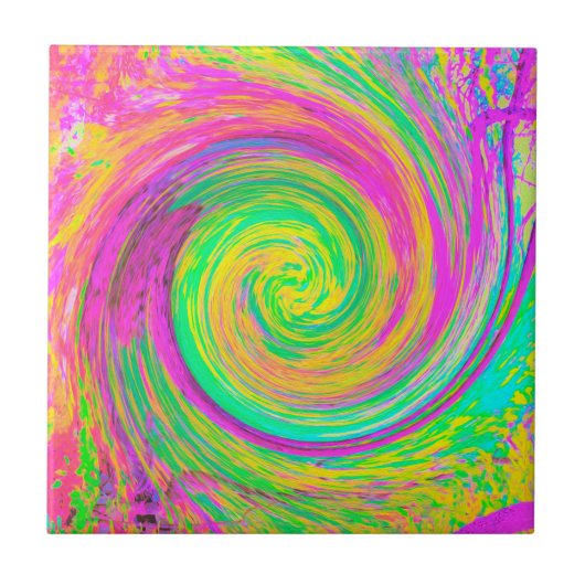 Groovy, Abstrakt, Lila und gelb, flüssiger Swirl Fliese (Vorderseite)