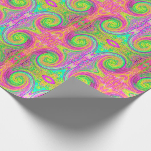 Groovy, Abstrakt, Lila und gelb, flüssiger Swirl Geschenkpapier (Ecke)