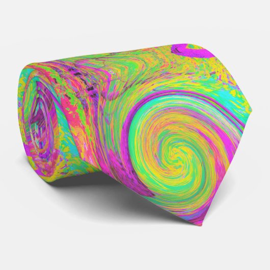 Groovy, Abstrakt, Lila und gelb, flüssiger Swirl Krawatte (Gerollt)