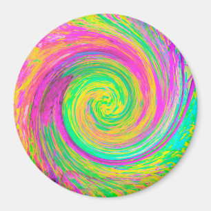 Groovy, Abstrakt, Lila und gelb, flüssiger Swirl Magnet
