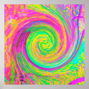 Groovy, Abstrakt, Lila und gelb, flüssiger Swirl Poster