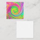 Groovy, Abstrakt, Lila und gelb, flüssiger Swirl Quadratische Visitenkarte (Vorne/Hinten)