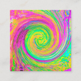 Groovy, Abstrakt, Lila und gelb, flüssiger Swirl Quadratische Visitenkarte
