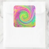 Groovy, Abstrakt, Lila und gelb, flüssiger Swirl Quadratischer Aufkleber (Tasche)