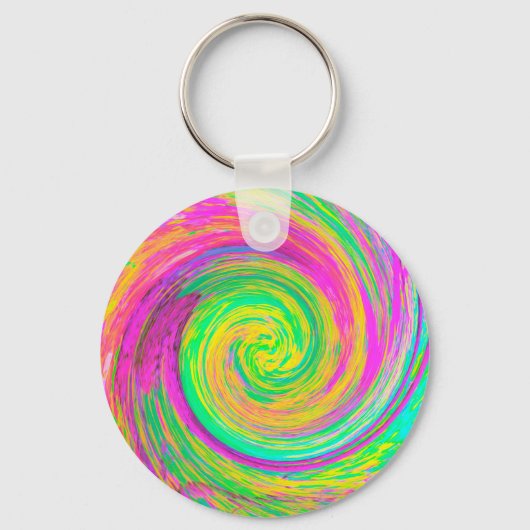Groovy, Abstrakt, Lila und gelb, flüssiger Swirl Schlüsselanhänger (Vorderseite)