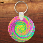 Groovy, Abstrakt, Lila und gelb, flüssiger Swirl Schlüsselanhänger (Vorderseite)