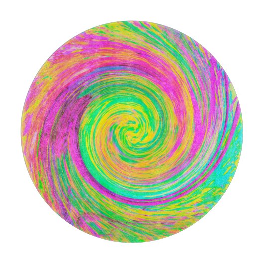 Groovy, Abstrakt, Lila und gelb, flüssiger Swirl Schneidebrett (Vorderseite)