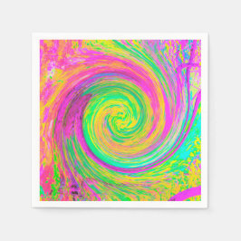 Groovy, Abstrakt, Lila und gelb, flüssiger Swirl Serviette