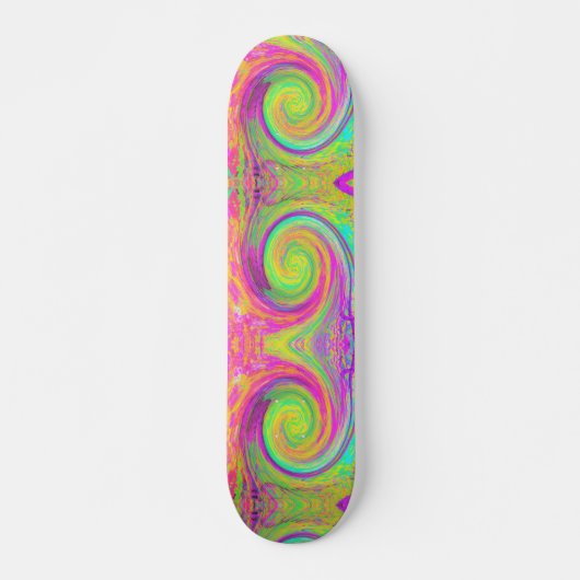 Groovy, Abstrakt, Lila und gelb, flüssiger Swirl Skateboard (Vorne)
