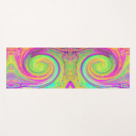 Groovy, Abstrakt, Lila und gelb, flüssiger Swirl Yogamatte (Vorderseite (Horizontal))