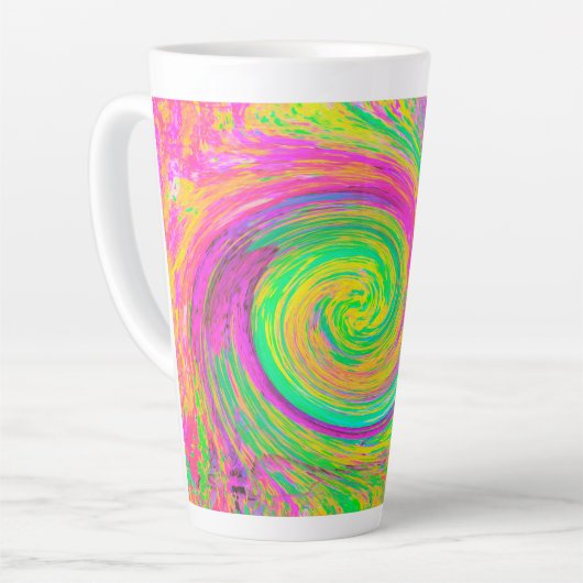 Groovy, Abstrakt, Lila und Gelb Rainbow Swirl Milchtasse (Linke Ecke)