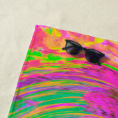 Groovy, Abstrakt, Lila und Gelb Rainbow Swirl Strandtuch (Beispiel)
