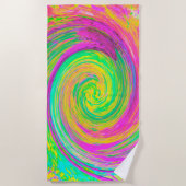 Groovy, Abstrakt, Lila und Gelb Rainbow Swirl Strandtuch (Vorderseite)