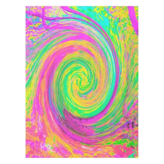 Groovy, Abstrakt, Lila und Gelb Rainbow Swirl Tischdecke (Vorderseite)