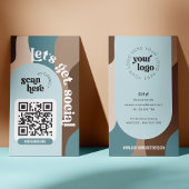 Groovy Abstrakt Neutrals Social Media QR Code Visitenkarte